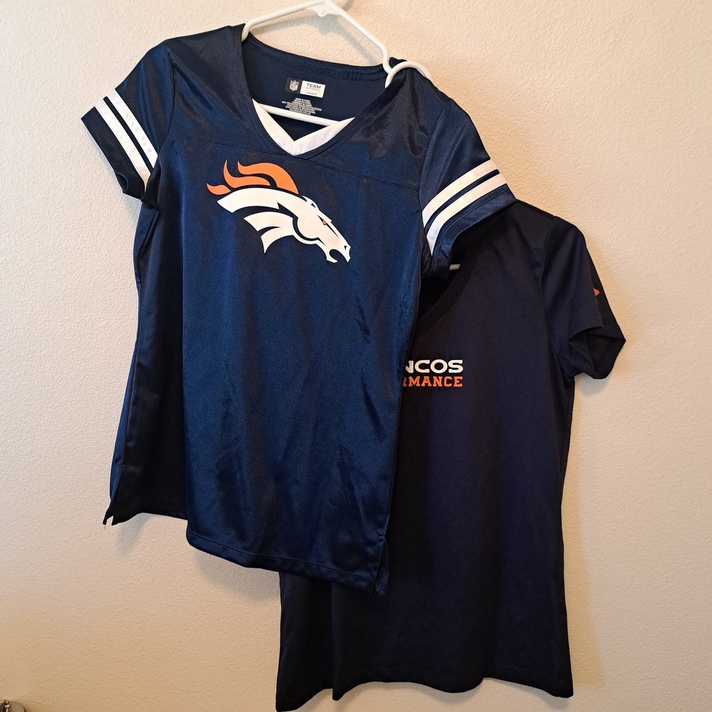 Denver Broncos NFL Team Apparel Jersey & Under Armour HeatGear Shirt Bundle S